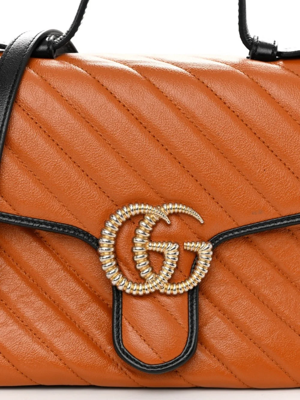 GUCCI Azalea Calfskin Matelasse Diagonal Torchon GG Marmont Top Handle Shoulder